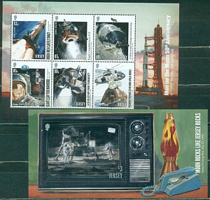 Джерси, 2019. 50 лет Полёта Apollo XI, малый лист + блок